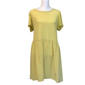 NWT 
A Loves A yellow silk and knit dress, large, bright, cheerful, spring, NWT